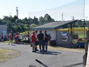group of people outside field