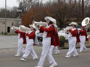 marching band in christmas parade