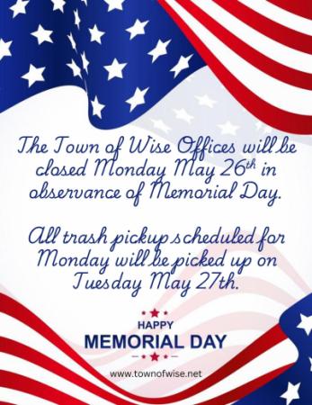Closed Memorial Day