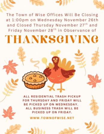 Schedule Change for Thanksgiving